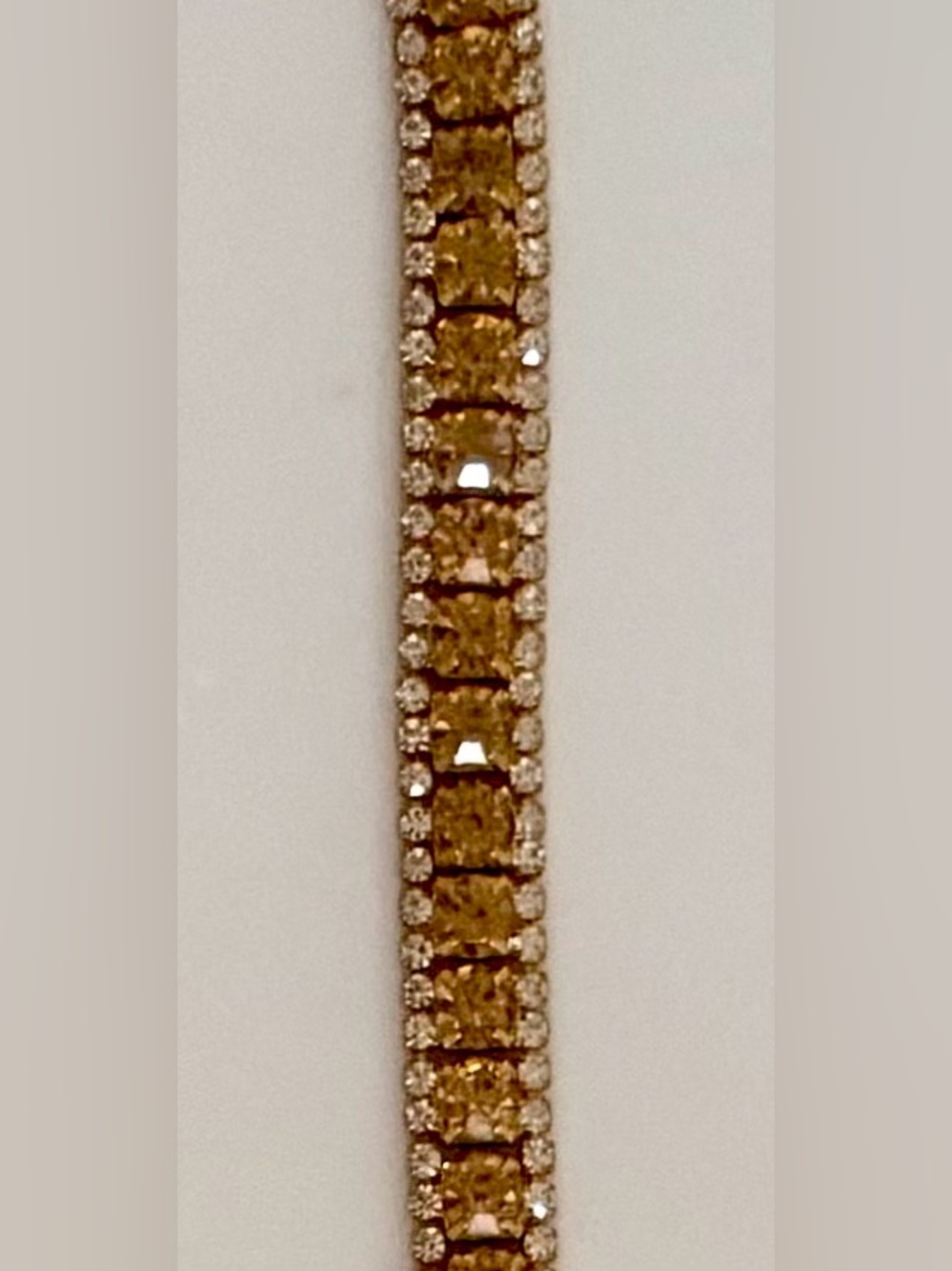 Elegant triple-row fashion champagne canary yellow gold tone tennis bracelet